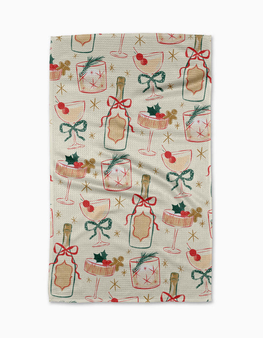 Christmas Cocktails Geometry Tea Towel
