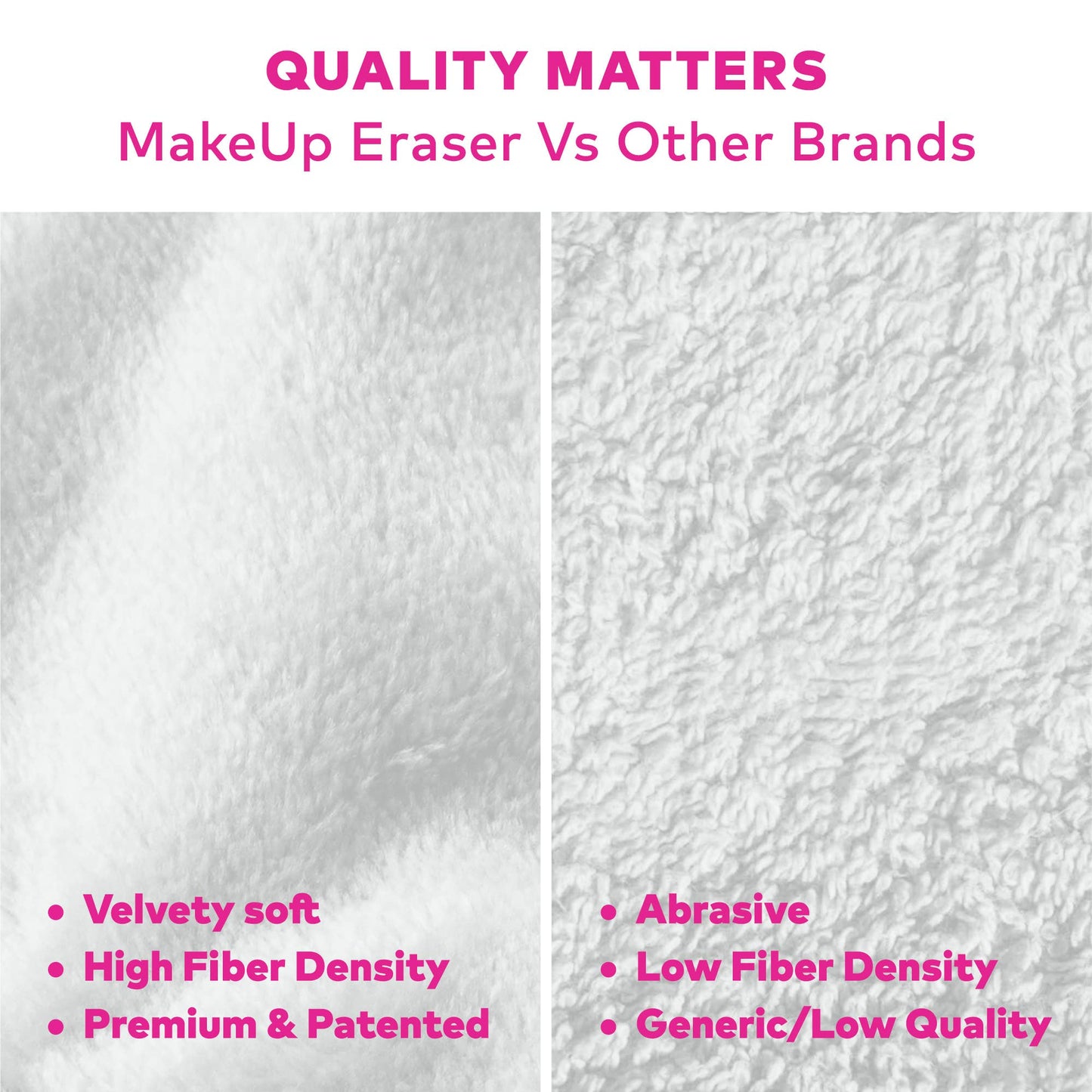 Comparison of MakeUp Eraser texture with other brands on a white background.