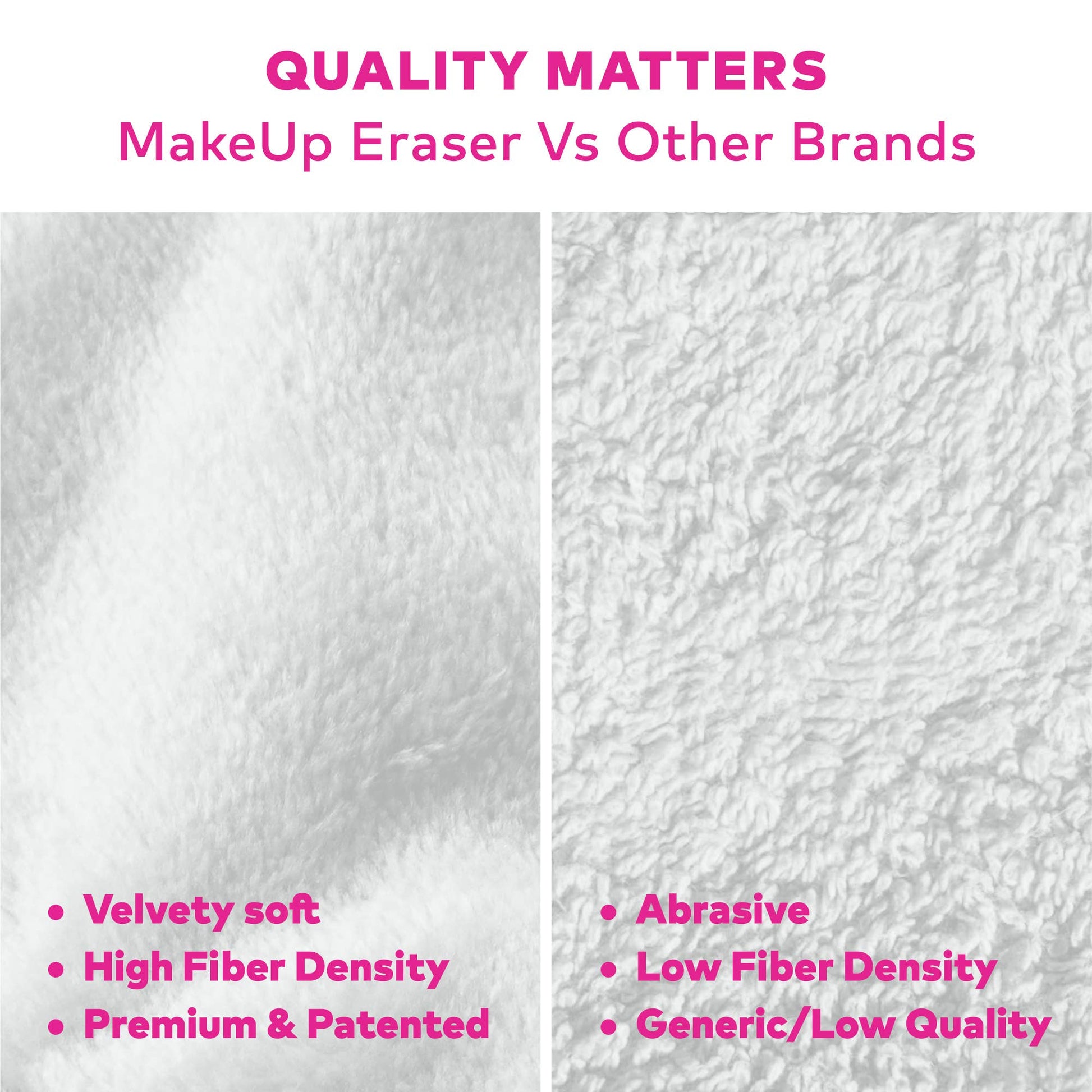 Comparison of MakeUp Eraser texture with other brands on a white background.