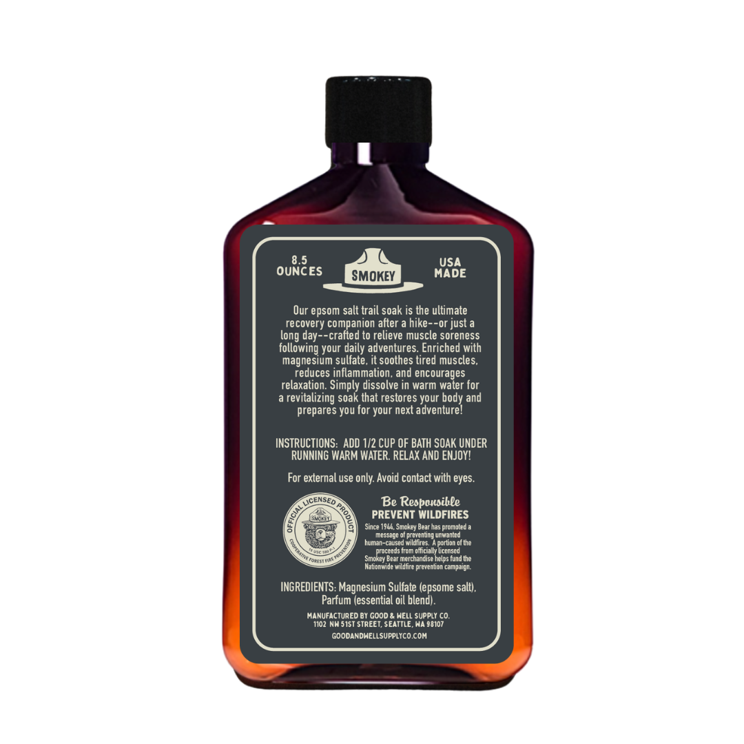 Bottle of Smokey Mountain Epsom Salt with label on a white background