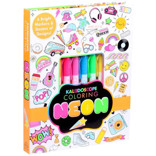 Kaleidoscope Coloring Neon set with markers and designs on the packaging