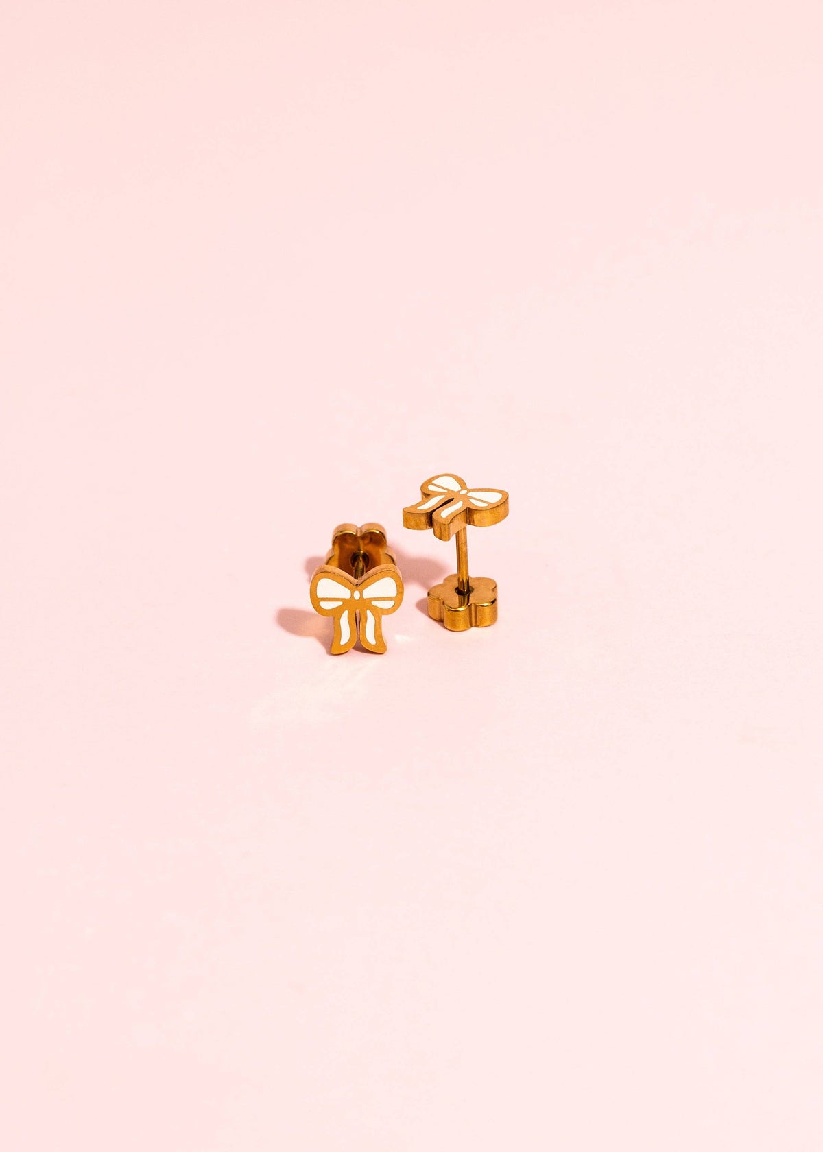 Pierced Co. Flatback Earring-Cream Bow