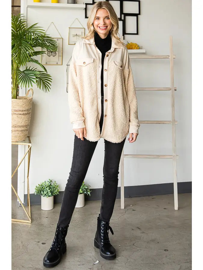 Cream Faux Fur Shacket