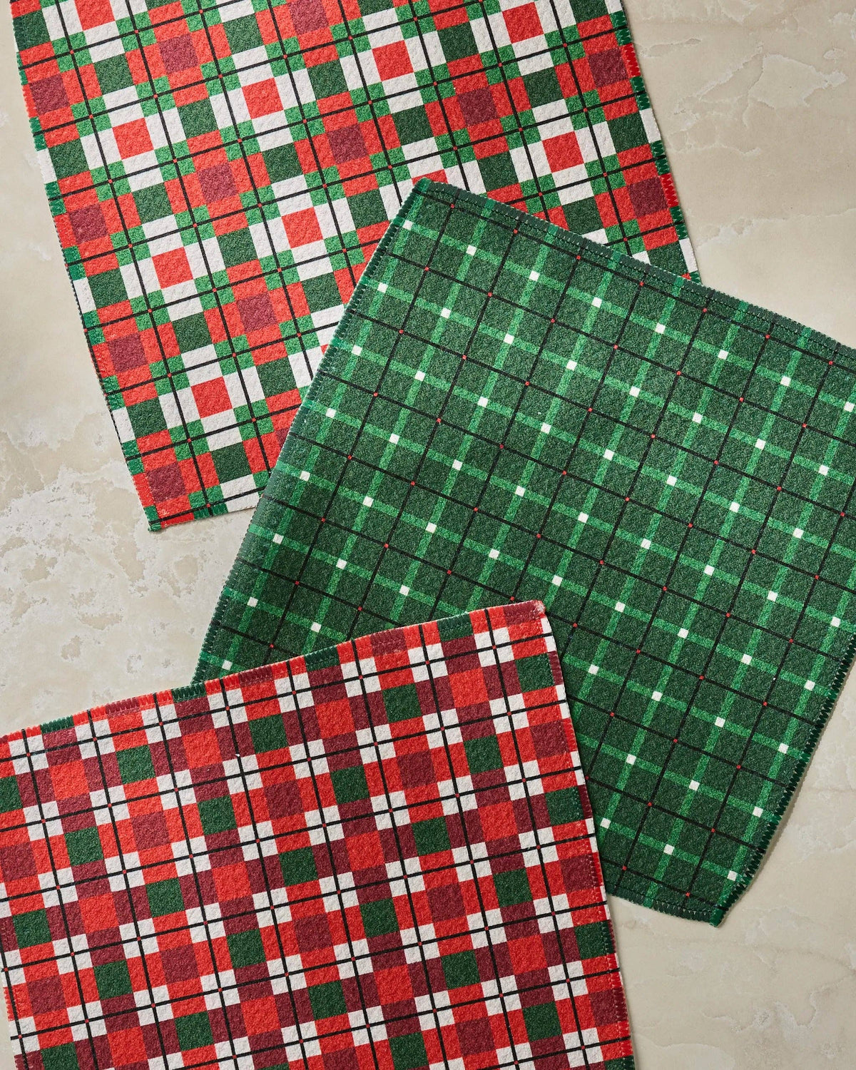 Geometry Dishcloth Set- Noel Plaid