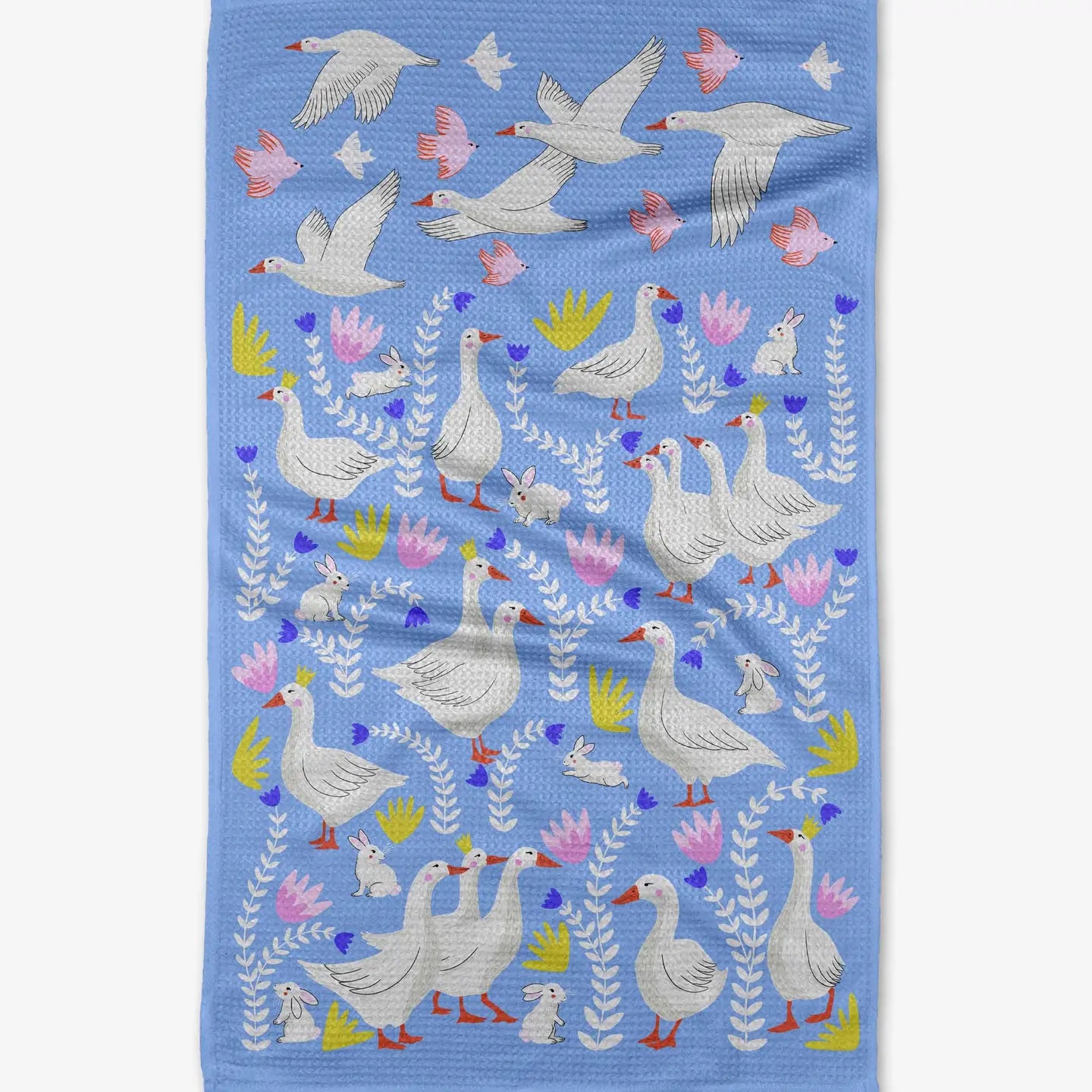 Geometry Tea Towel-Geese and Bunnies