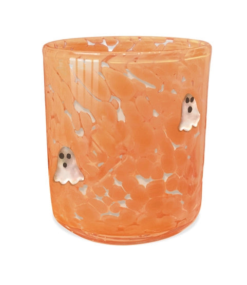 Candy Corn Ghost Icon Glass Candle
