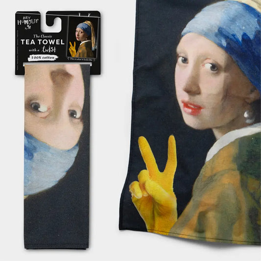 Dry Humor Tea Towel- Girl With a Yellow Glove