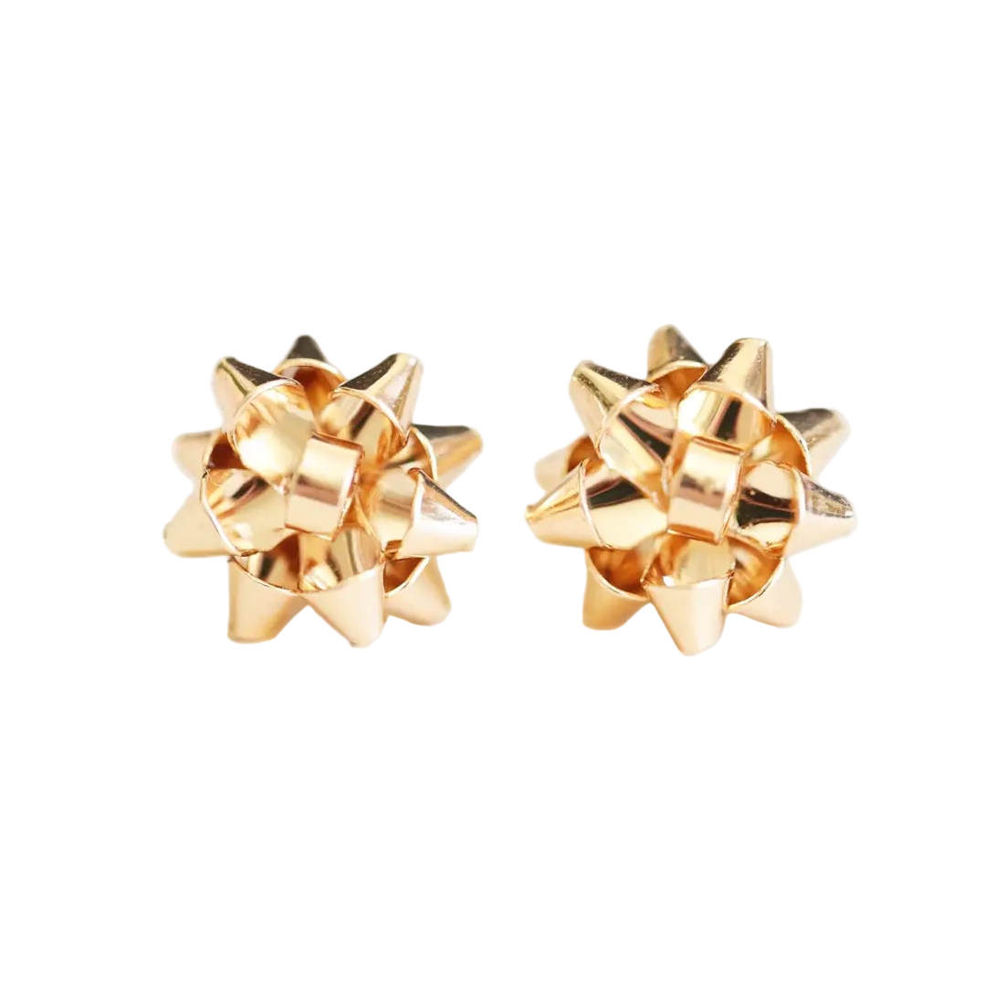 Holiday Bow Earrings- Gold