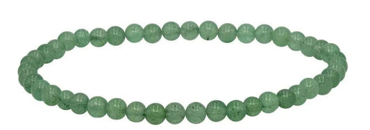 Green aventurine beaded bracelet on a white background