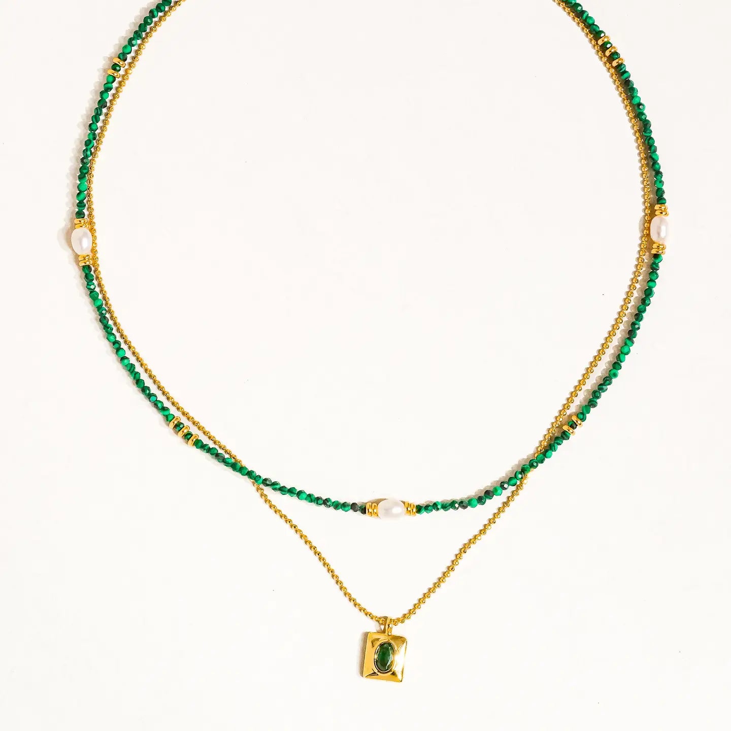 Harlynn Boho Green Beaded Layer Necklace