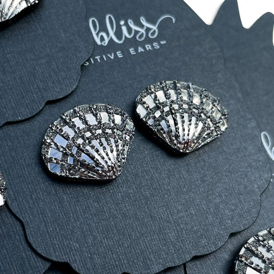 Gunmetal Seashell Earrings