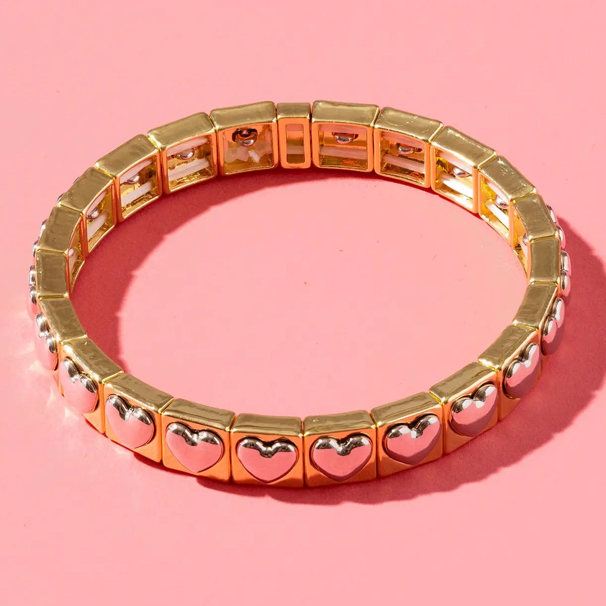 Enamel Stretch Bracelet- Hartley Gold/Silver