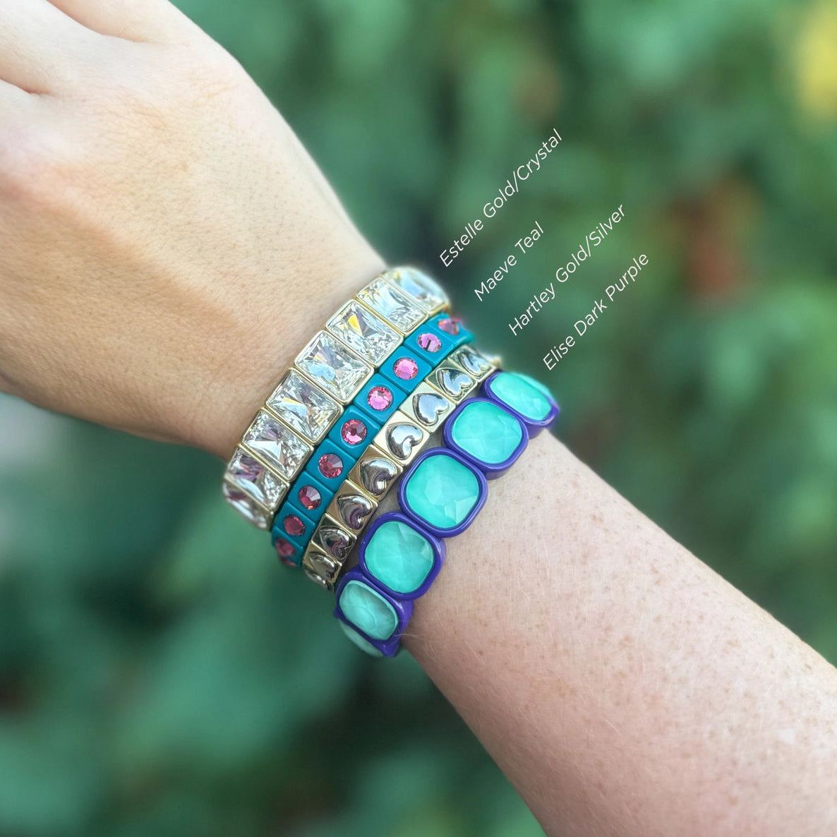 Enamel Stretch Bracelet- Hartley Gold/Silver