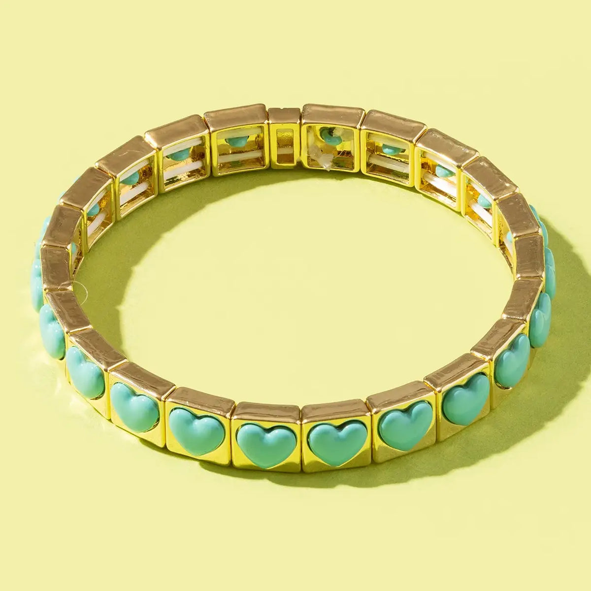 Enamel Stretch Bracelet- Hartley Gold/Turquoise