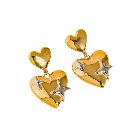 Aureole Heart and Star Dangle Earrings