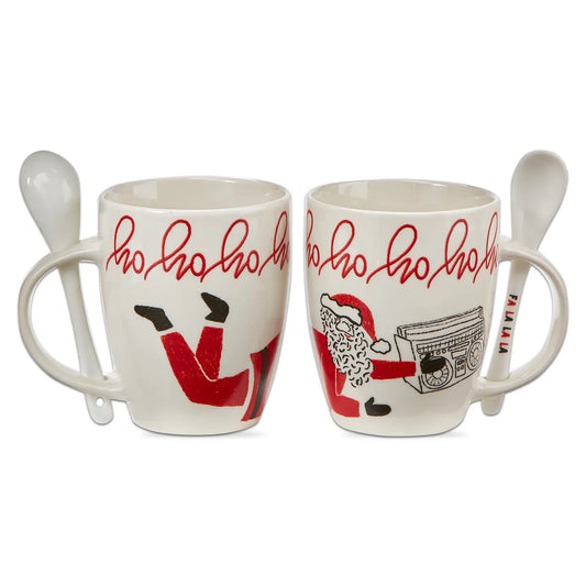 Ho Ho Ho Santa Boombox Mug with Spoon