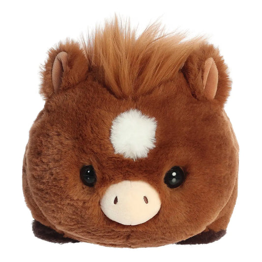 Plush horse toy on a white background