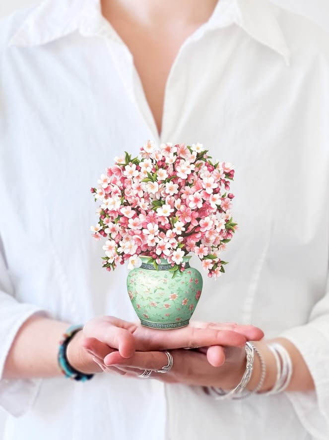 Fresh Cut Paper Mini Pop Up Bouquet-Japanese Cherry Blossom