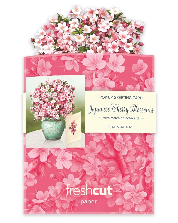 Fresh Cut Paper Mini Pop Up Bouquet-Japanese Cherry Blossom