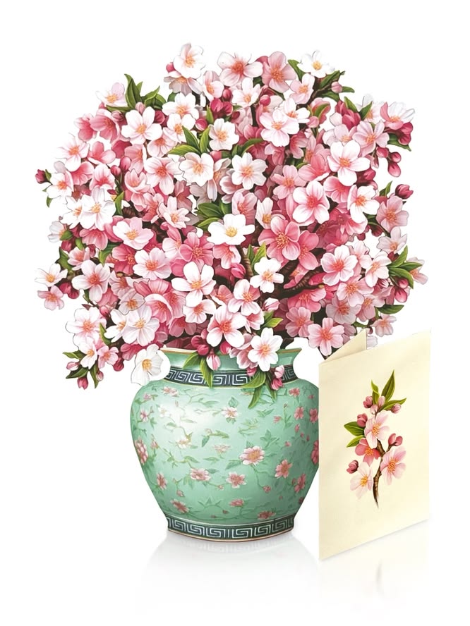 Fresh Cut Paper Mini Pop Up Bouquet-Japanese Cherry Blossom