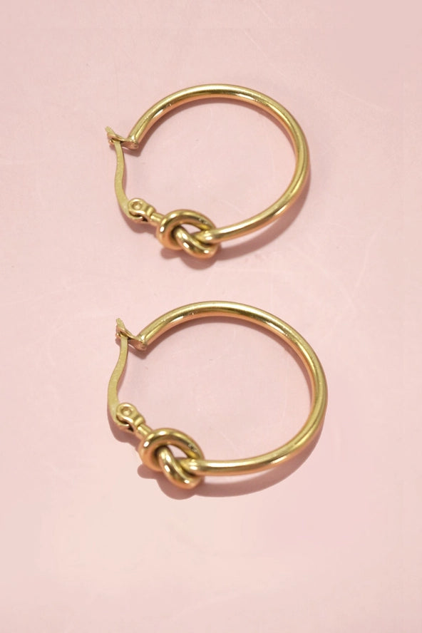 18k Gold over Stainless Steel Knot Hoops