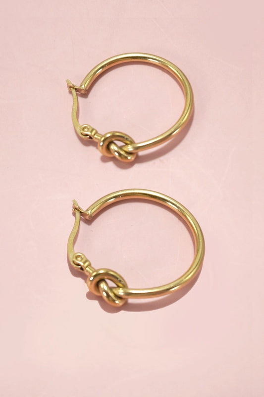 18k Gold over Stainless Steel Knot Hoops