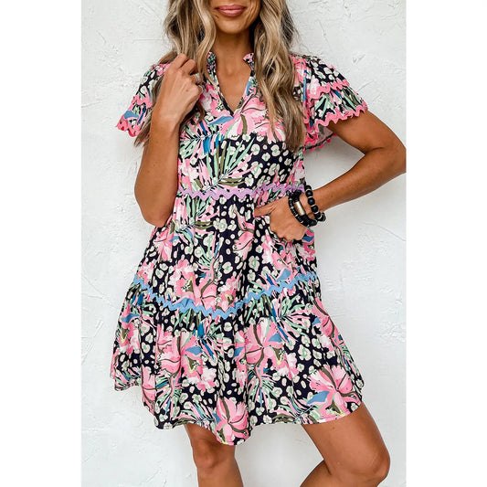 Leopard Floral and Ric Rac Travel Dress