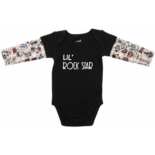 Lil Rockstar Biker Tat Onesie 6-12 mos