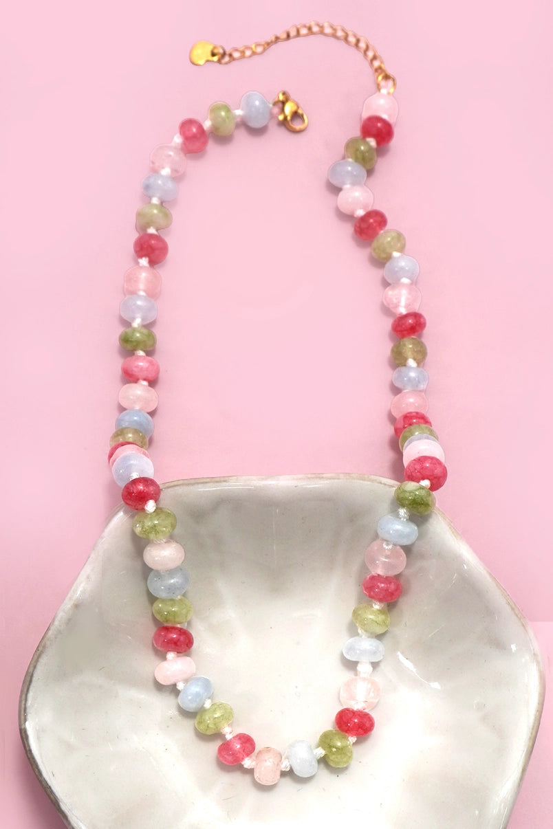 Natural Agate Candy Bead Necklace