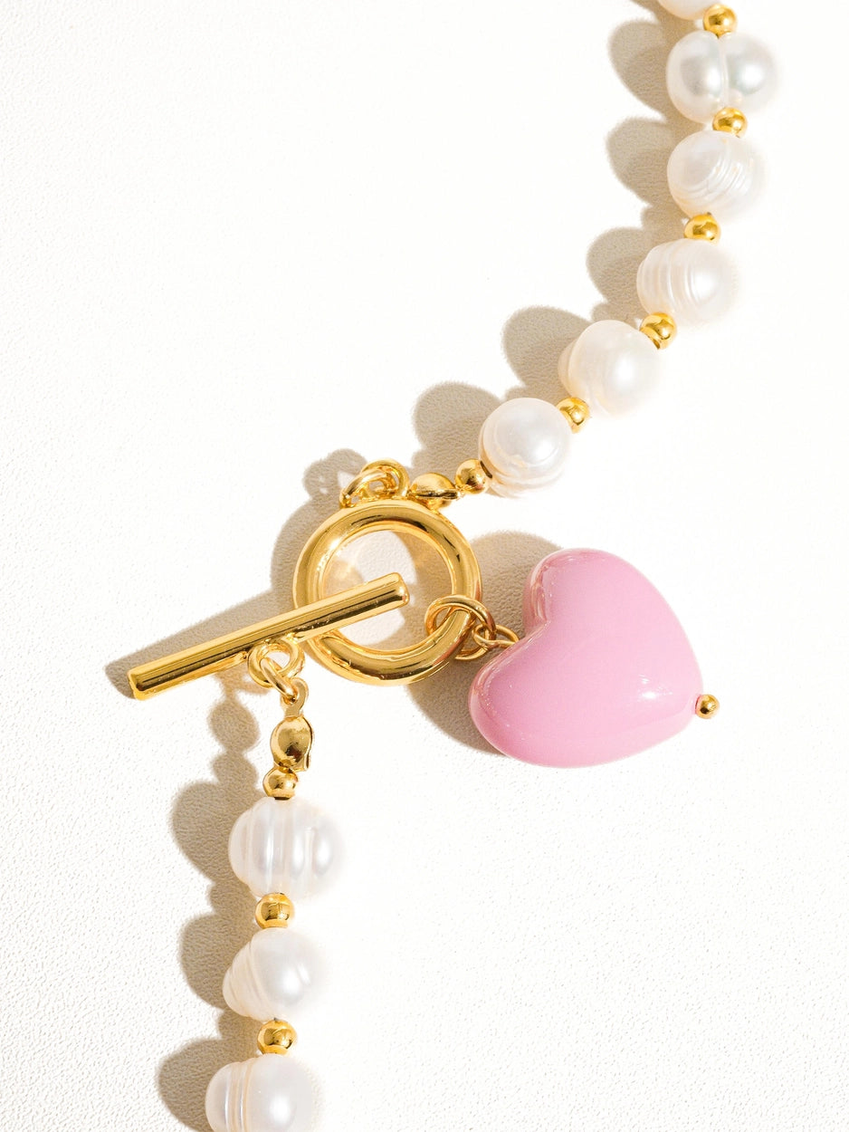 Wren Natural Pearl with Heart Necklace