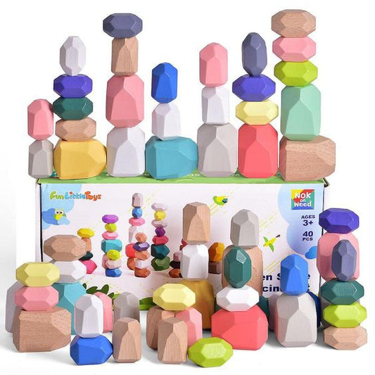 Montessori Inspired Wooden Balancing Rocks