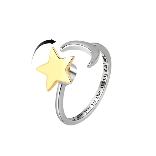 Moon Star Anxiety Fidget Spinner Ring