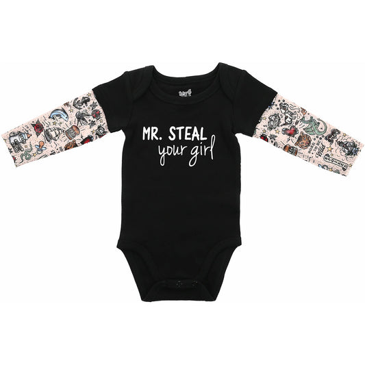 Mr. Steal Your Girl Biker Tat Onesie 6-12 mos