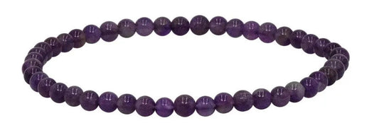 A beaded stretch bracelet made of polished purple amethyst gemstones, displayed on a clean white background with the text 'Amethyst MS1214' printed below.