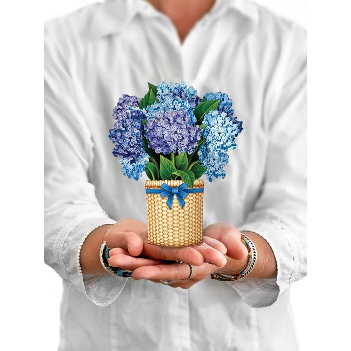Fresh Cut Paper Mini Pop Up Bouquet-Nantucket Hydrangea