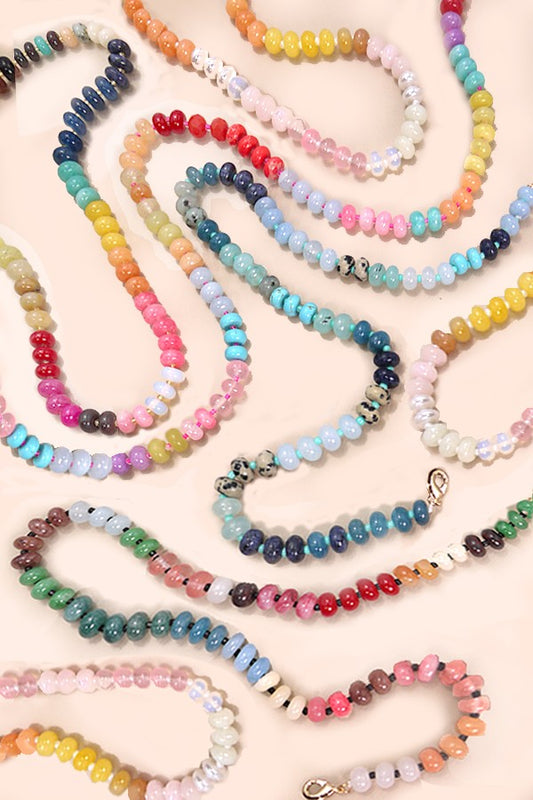 Natural Agate Candy Bead Necklace-