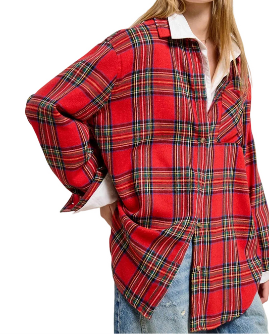 Plaid Loose-Fit Button Down