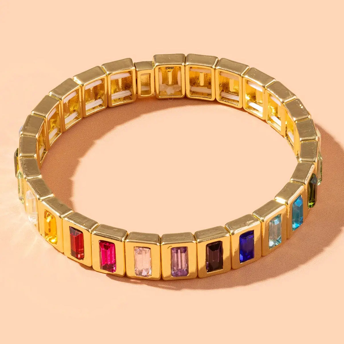 Enamel Stretch Bracelet- Penelope Rainbow