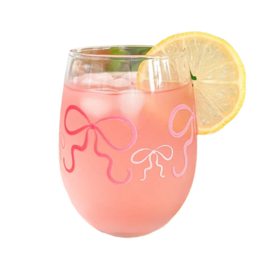 Pink Bows Wine Glass