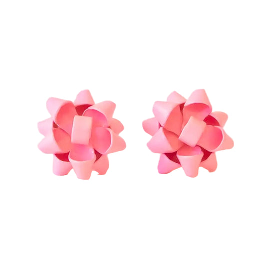 Holiday Bow Earrings- Pink