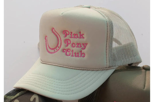 Pink Pony Club Khaki Trucker Hat