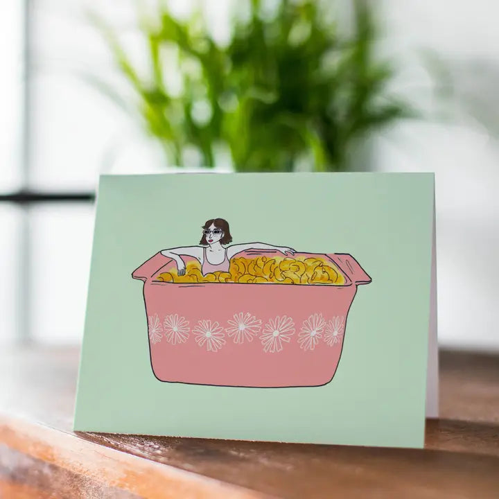 Pink Pyrex Mac n Cheese Card