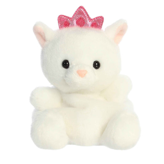 White plush cat with a pink bow 