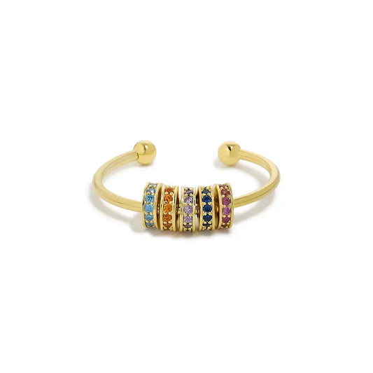 Rainbow Bead Fidget Spinner Ring