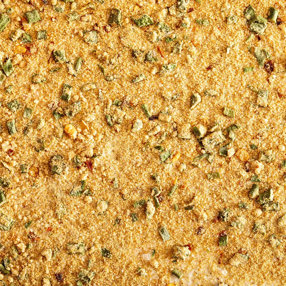 Close-up of a spice mix with visible herbs and spices 
