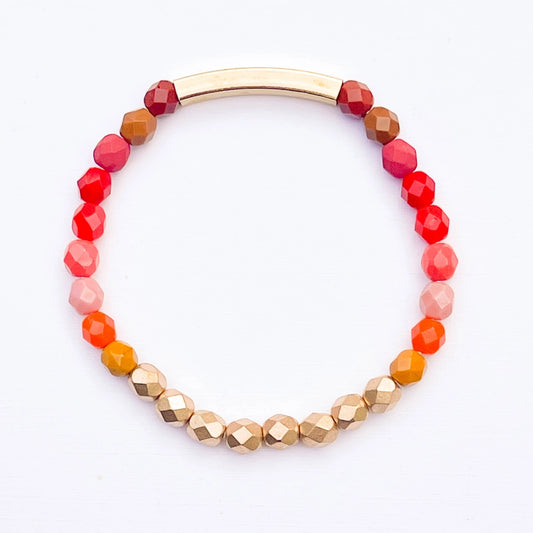 Ombre Bead Bracelet- Red