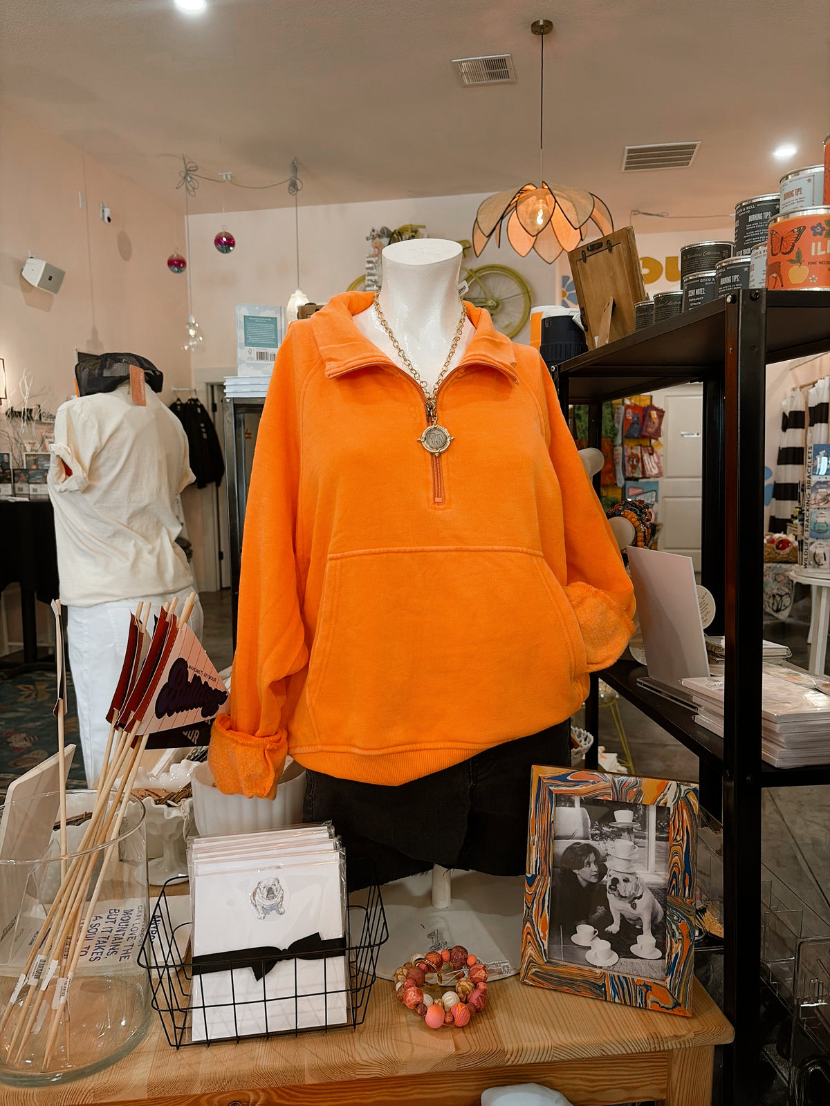 Orange Quarter Zip Sweatshirt