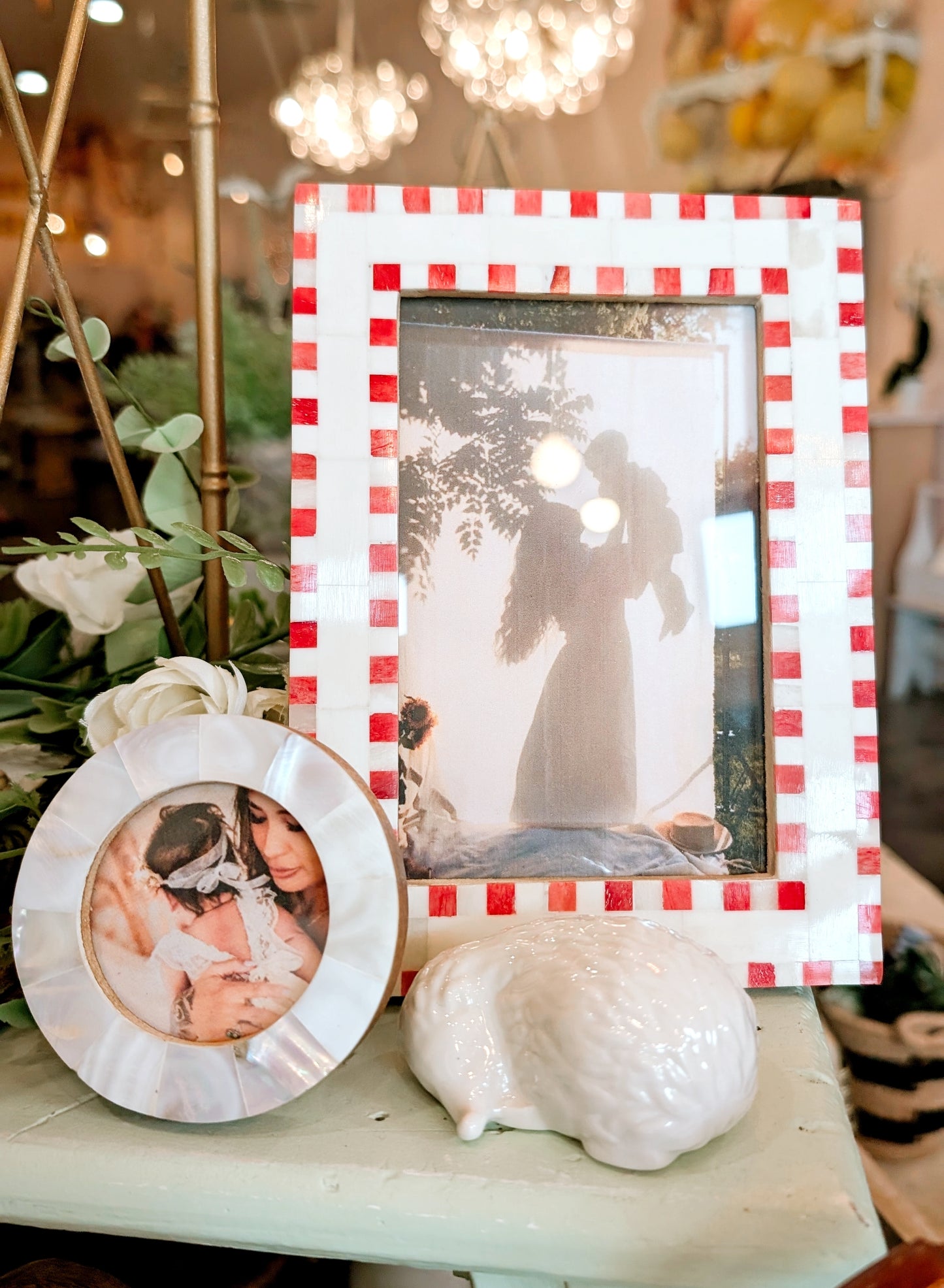 Red White Bone Inlay Picture Photo Frame size 4x6