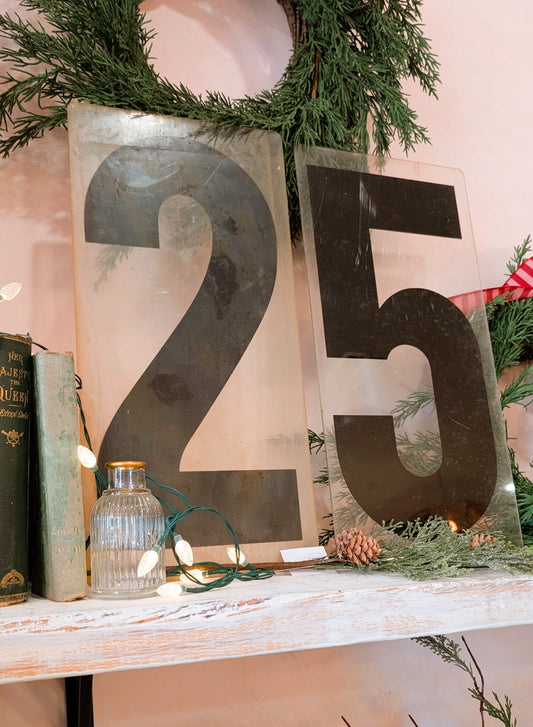 Vintage 25 Number Sign Pair
