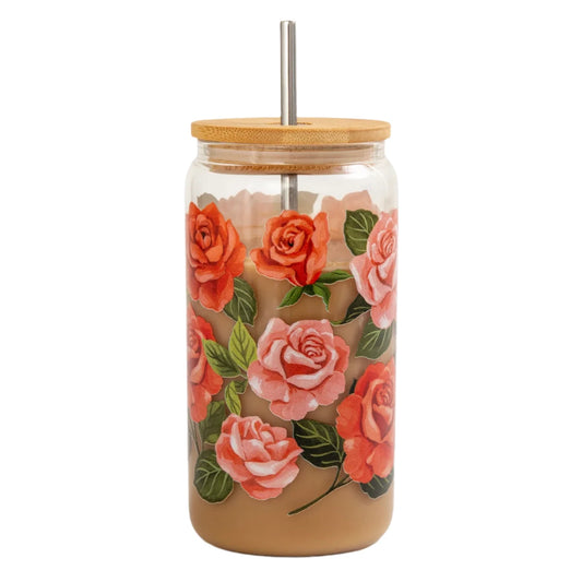 Roses Iced Coffee Cup With Lid